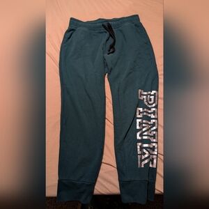 Victoria Secret Pink Logo Green Joggers
